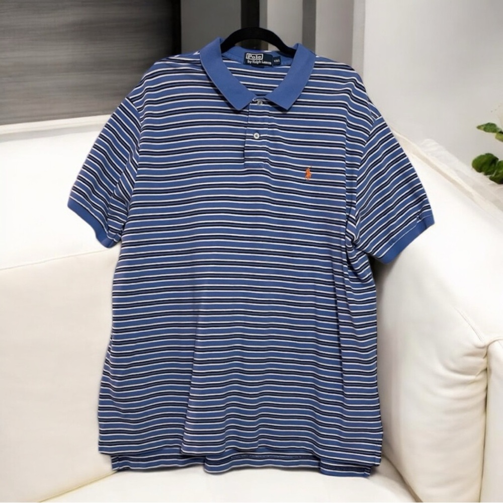 🤽🏼‍♂️Polo by Ralph Lauren Men's Blue Striped Shirt